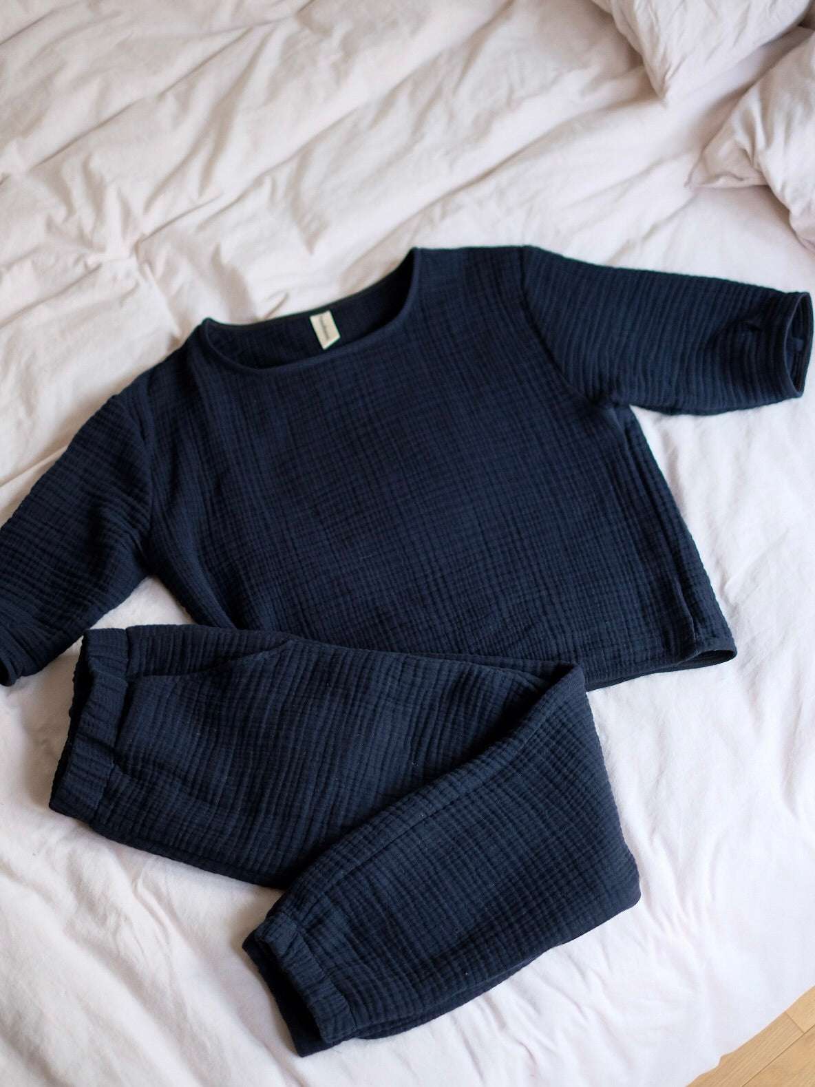 Musselin Homewear Hausanzug schwarz