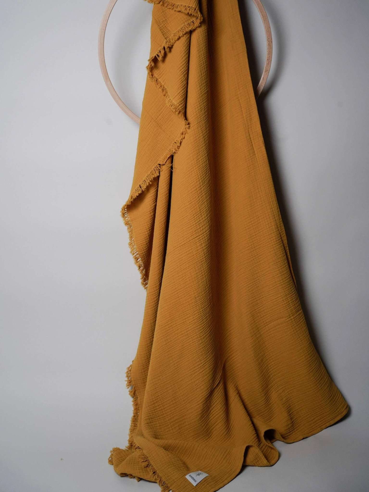 Couchdecke Wohnzimmer Musselin Baumwolle senfgelb