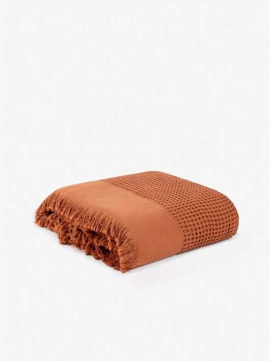Tagesdecke Bettüberwurf Waffelmuster Kupfer