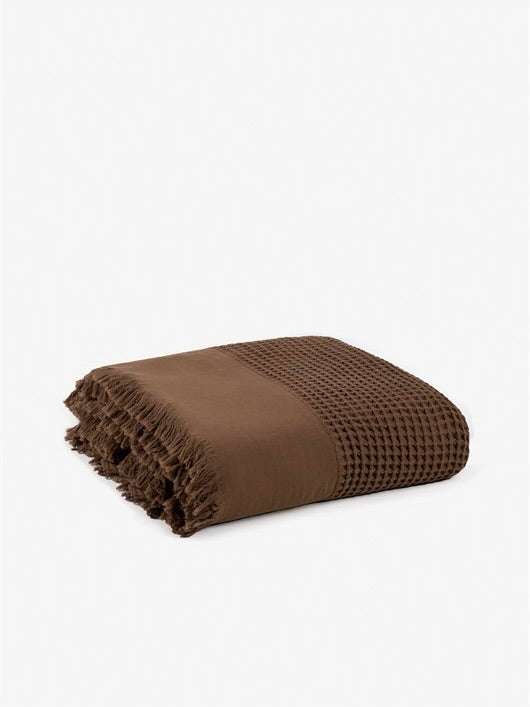 Tagesdecke Bettüberwurf Waffelmuster braun