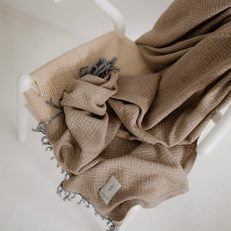 Hamamtuch Saunatuch beige handgewebt