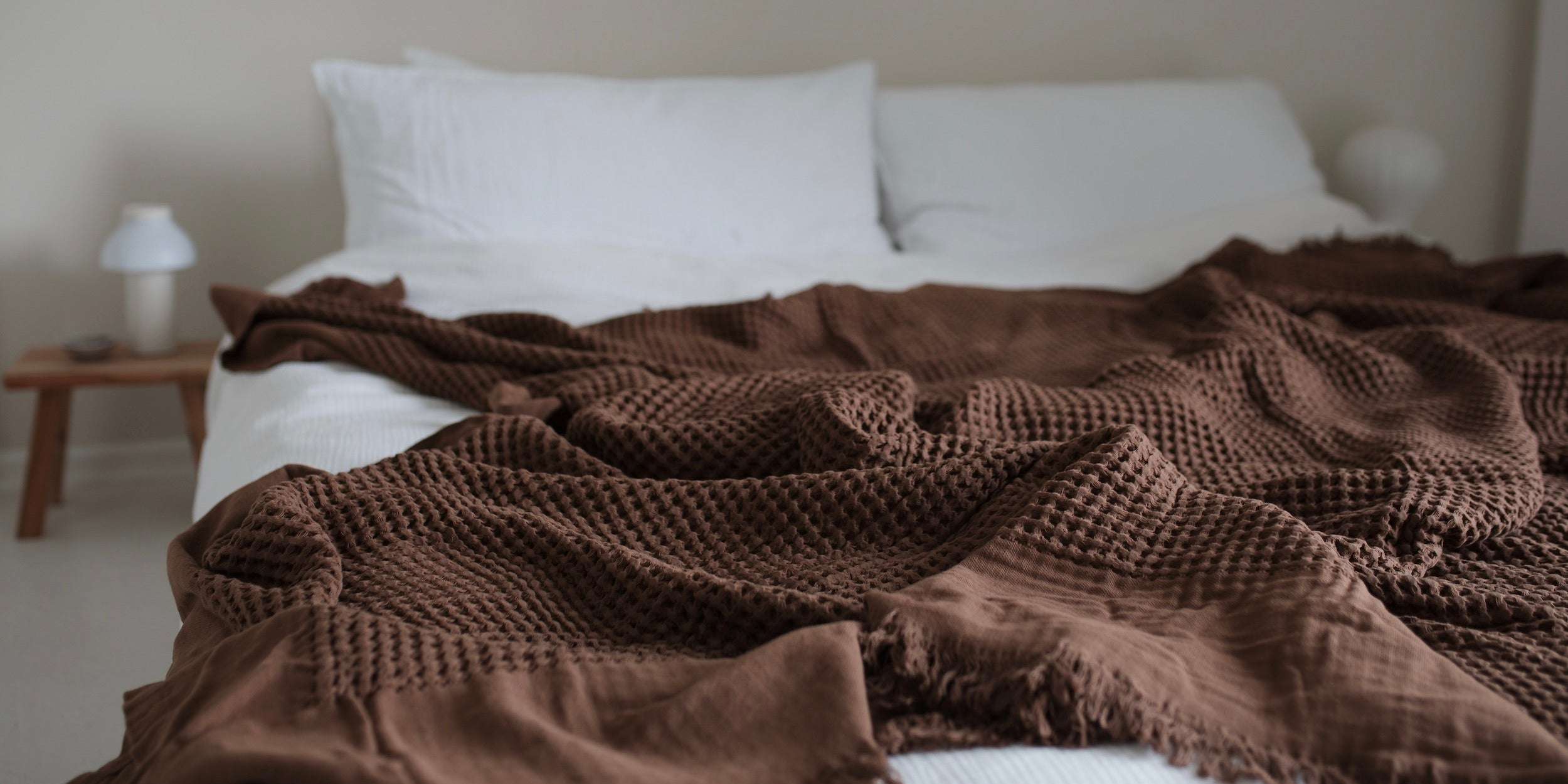 Bedcover Tagesdecke Schlafzimmer braun Waffelmuster