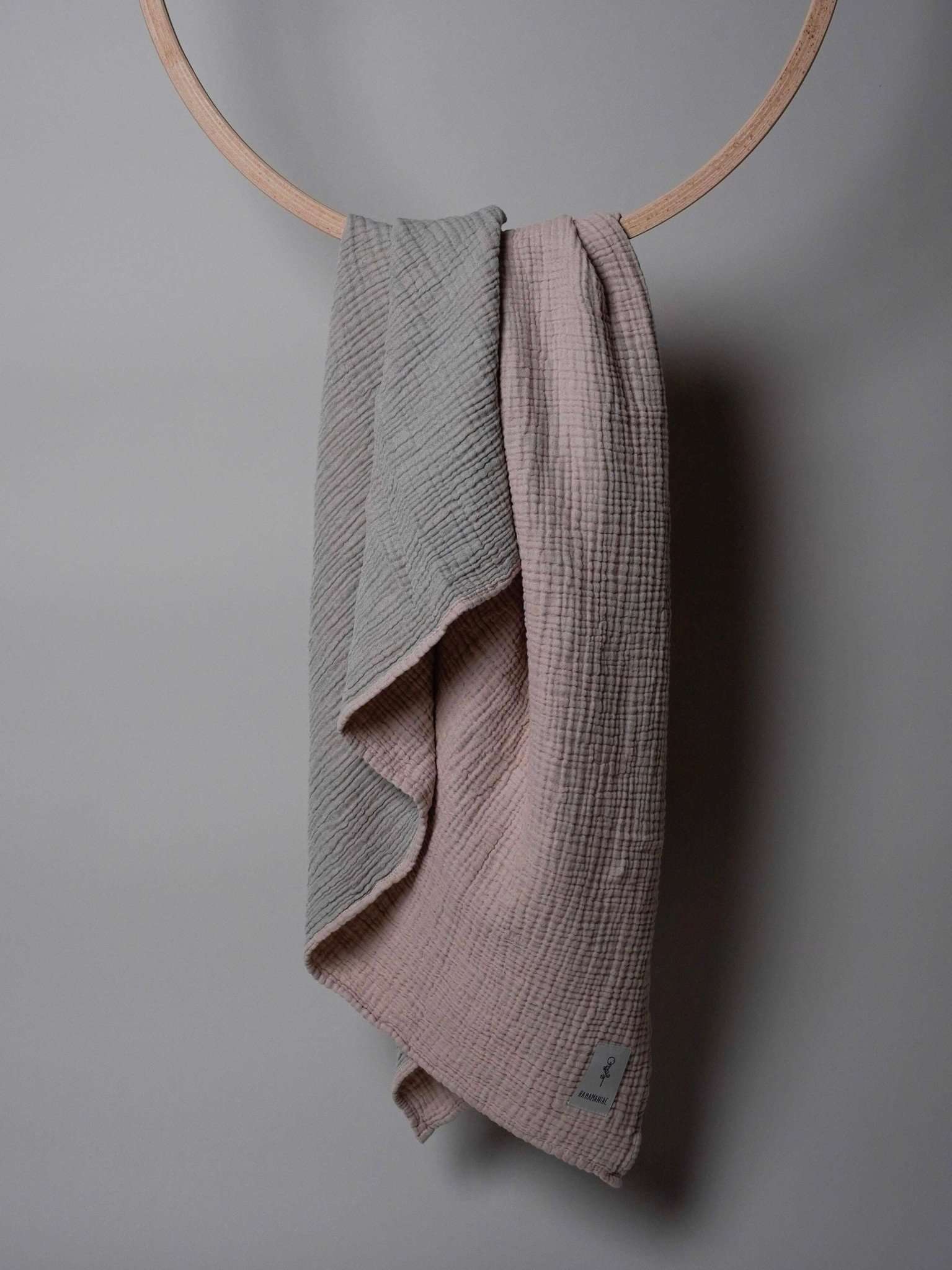 Babydecke Baumwolle Grau Rosa