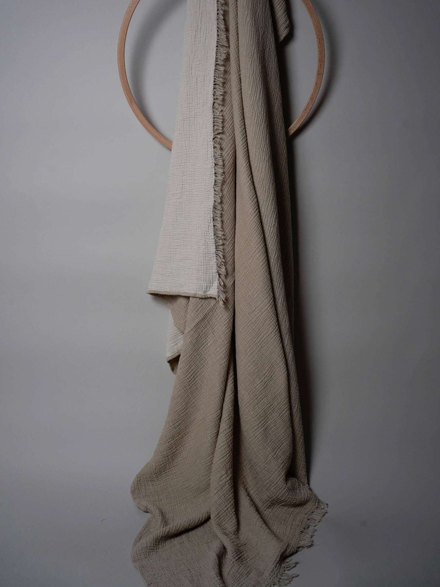 Couchdecke Wohnzimmer Musselin Baumwolle creme beige