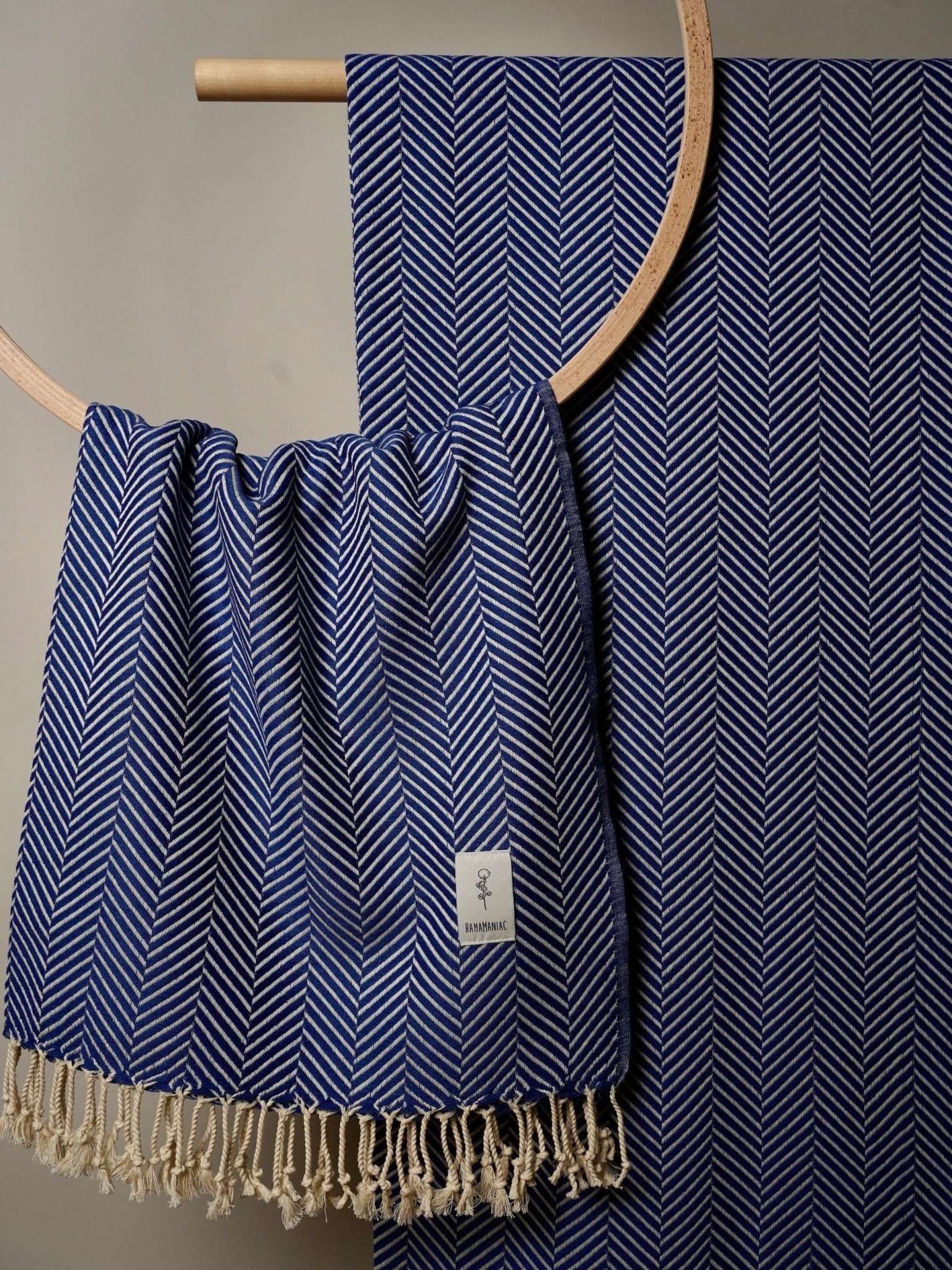 Hamamtuch Sauna Fischgraete royalblau blau