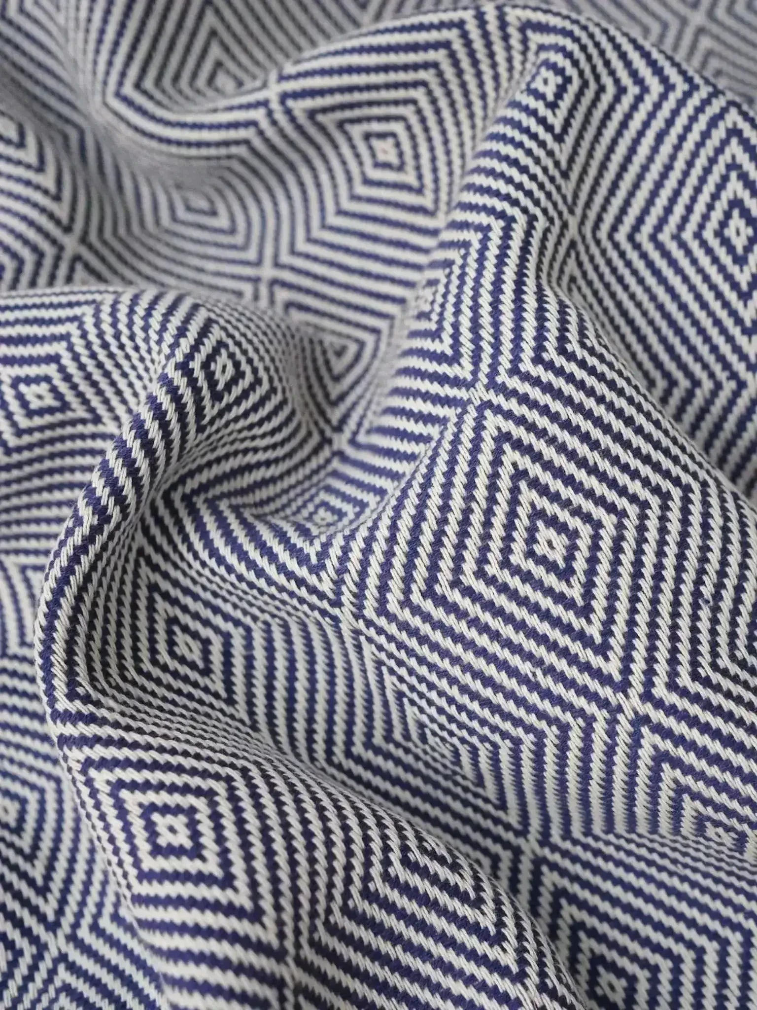 Hamamtuch Sauna Rautenmuster dunkelblau blau