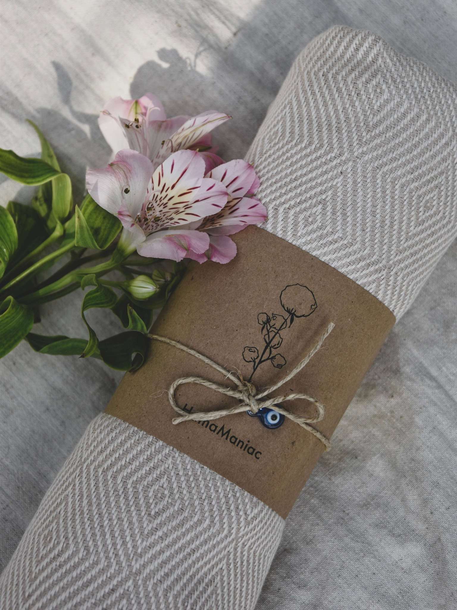 Hamamtuch Sauna Rautenmuster natur