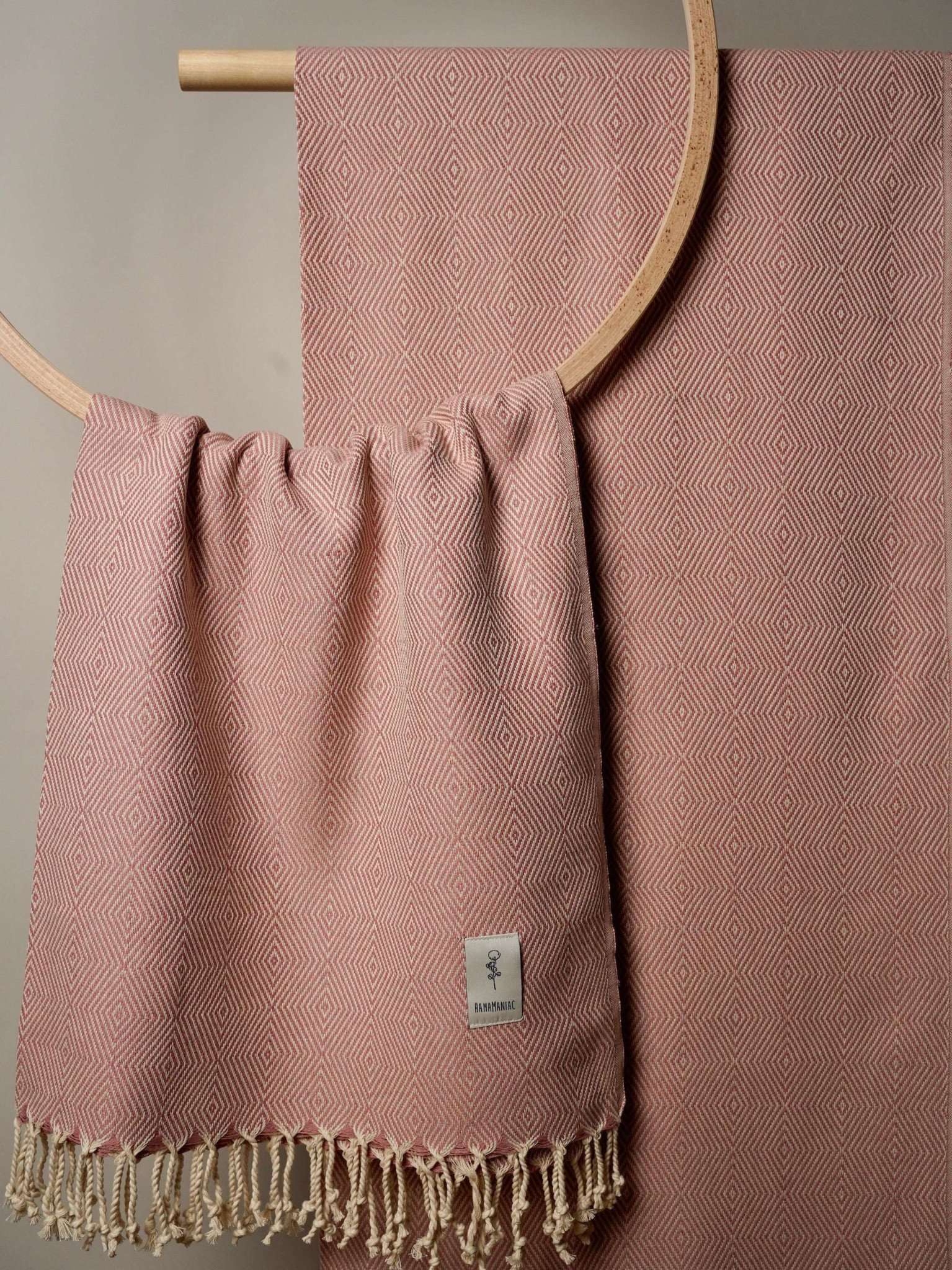 Hamamtuch Sauna Rautenmuster rosa rosé