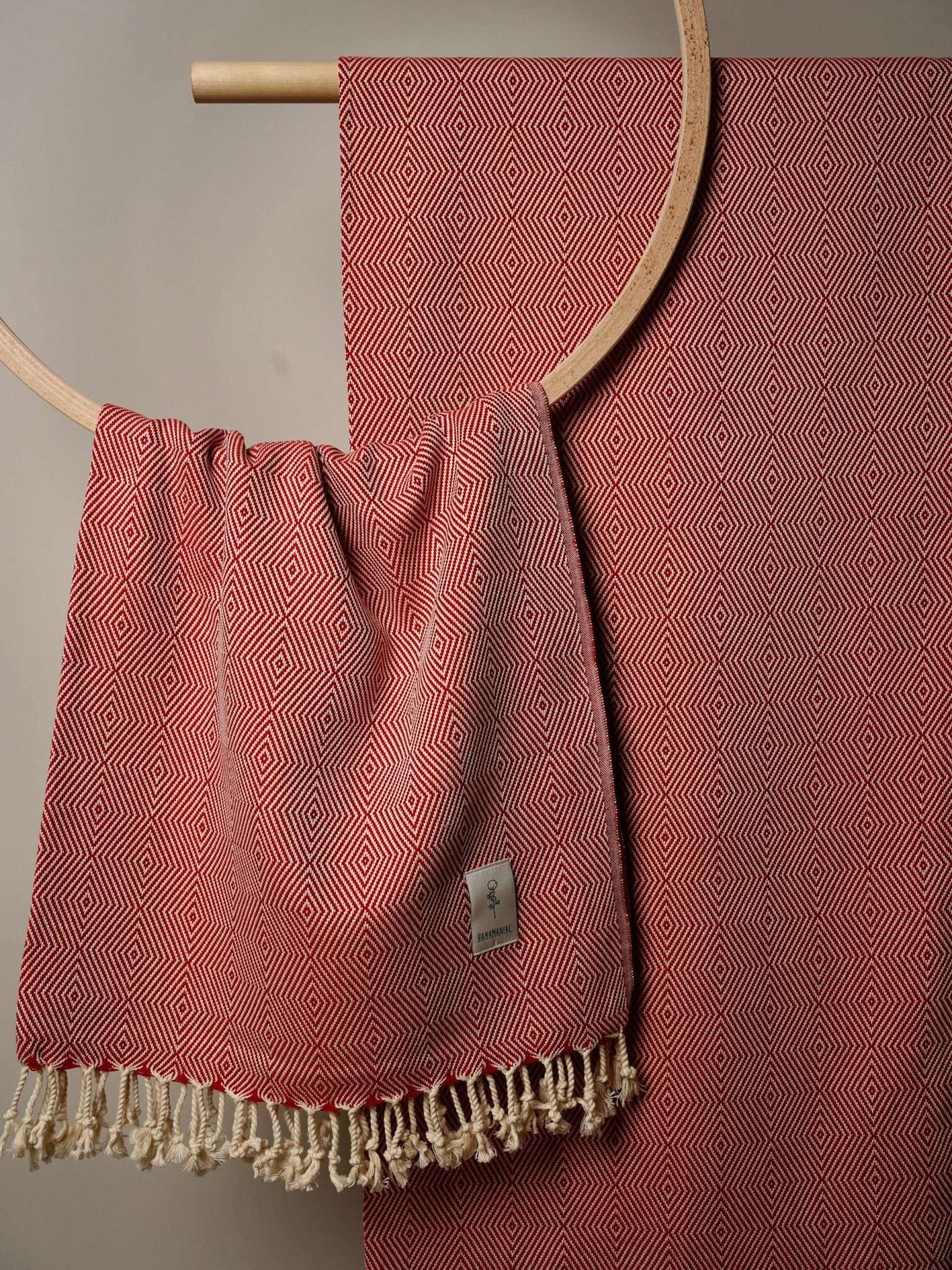 Hamamtuch Sauna Rautenmuster rot